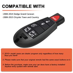 SaverRemotes 6 Button Key Fob Compatible for 2008-2015 Chrysler Town and Country，2008-2014 Dodge Grand Caravan