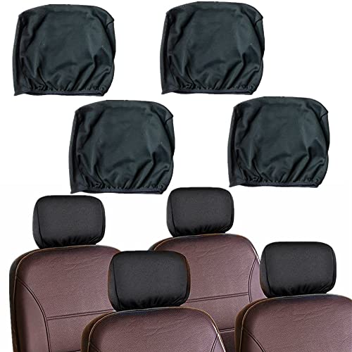 Moyishi 4PCS Universal Headrest Covers Black Polyester Cover Protector for Cars Trucks & Cover DVD TV Monitors