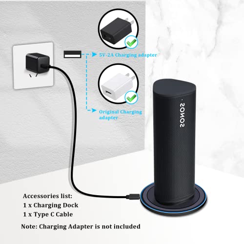 Fulaim Magnetic Wireless Charger Pad Compatible with Sonos Roam, Portable Bluetooth Speaker Charging Dock, Type-C Cable Included (No AC Adapter)