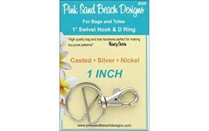 pink sand beach swivel hook & d ring silver nickel 1″