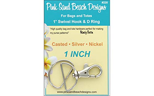 Pink Sand Beach Swivel Hook & D Ring Silver Nickel 1"