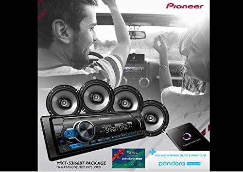 Pioneer MXT- S3166BT Digital Media Receiver + (4) 6.5" 2 Way Speaker Bundle with Pandora Premium Trial