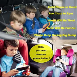 WELLMETE Car Headrest Phone Holder for Kids Back Seat - Compatible with iPhone, Samsung and Other Cell Phones - Soft Adjustable Silicone Holding Net (for Phone 1 Pack)