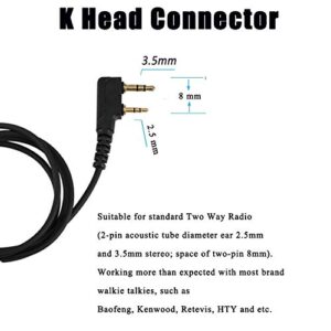 SAMCOM Two Way Radio Earpiece with Clear Acoustic Tube Walkie Talkie 2 Pin Security Headset with Mic Radios
