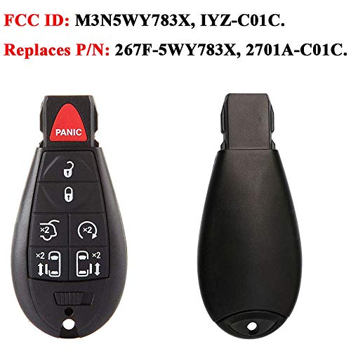 7 Button Replacement Car Key Fob Keyless Entry Remote M3N5WY783X IYZ-C01C for 2008-2015 Chrysler Town and Country,2008-2014 Dodge Grand Caravan