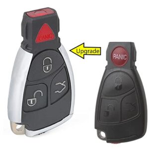 Beefunny Modified Smart Remote Car Key Shell Case 3 Button+Panic for Mercedes-Benz CLS C E S (W/ 1 Battery Holder)