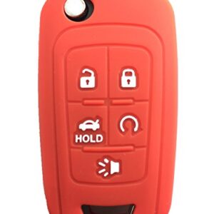 KAWIHEN Silicone Key Fob Cover Compatible with Chevrolet Chevy Camaro Cruze Equinox Impala Malibu Sonic OHT01060512 KR55WK50073（Orange）