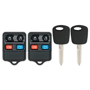 keyless2go replacement for entry remote car key fob vehicles that use self-programming with new uncut transponder ignition car key h72 (2 pack)