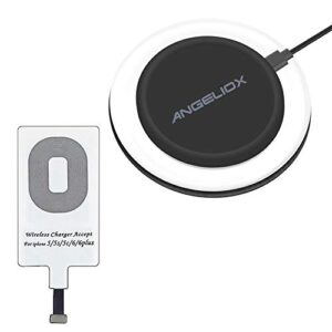 angeliox wireless charger, wireless charging compatible iphone 7/7 plus / 6/6 plus / 6s / 5se / 5s / 5c / 5 and all qi-enabled phones (qi receiver included)
