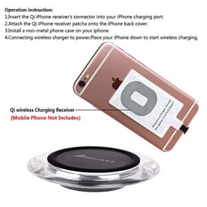 ANGELIOX Wireless Charger, Wireless Charging Compatible iPhone 7/7 Plus / 6/6 Plus / 6s / 5Se / 5s / 5c / 5 and All Qi-Enabled Phones (Qi Receiver Included)