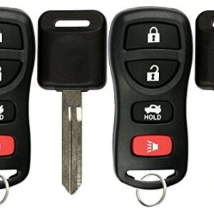 KeylessOption Keyless Entry Remote Fob Uncut Blank Car Ignition Key for Nissan Infiniti KBRASTU15 (Pack of 2)