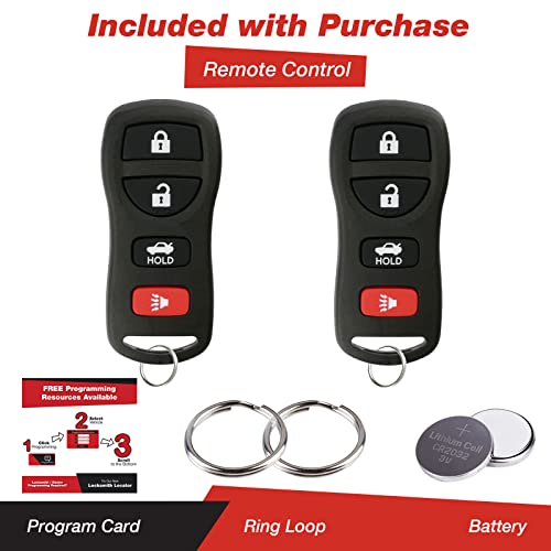 KeylessOption Keyless Entry Remote Fob Uncut Blank Car Ignition Key for Nissan Infiniti KBRASTU15 (Pack of 2)