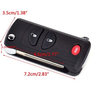 beler 2+1 Button Folding Flip Remote Holder Key Keyless Shell Case Fob Fit for Chrysler Dodge Jeep