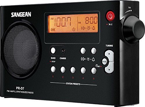 Sangean PR-D7 BK AM/FM Digital Rechargeable Portable Radio - Black (PR-D7BK)