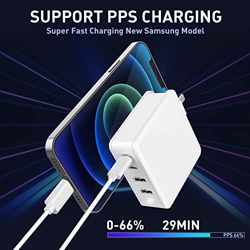 USB C Wall Charger, AIGAISHISXIN 100W 4 Port GaN Fast Charger Type C PD Charging Station Power Adapter Compatible with MacBook Pro Air, iPad Mini Pro, iPhone 13 Pro, Galaxy, Dell XPS, Laptop (White)