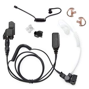 radio earpiece for motorola xts series, ep1323qr quick release hawk lapel mic, police surveillance headset, includes exclusive accessory pack