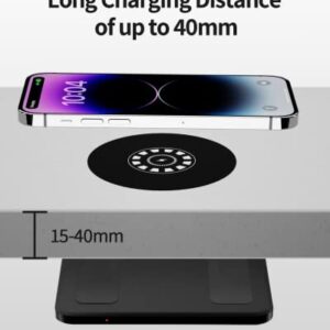 Eazpower Invisible Wireless Charger - 40MM(1.57") Under Desk Wireless Phone Charger - Hidden Charging Pad Under Table for iPhone 14/13/12/11 and Samsung Galaxy S23/S22/S21 (Adapter Included)