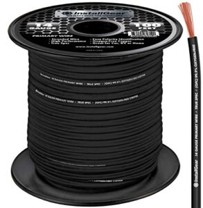 installgear 14 gauge ofc primary remote wire, 100-feet – black | speaker cable for car speakers stereos, home theater speakers, surround sound, radio, automotive wire, outdoor | speaker wire 14 gauge