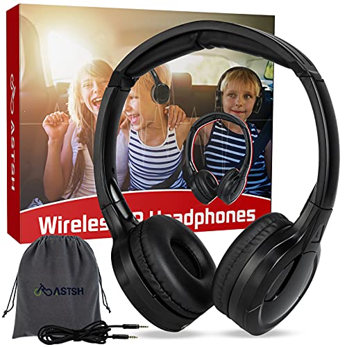 ASTSH IR Headphones 2 Channel Kids Wireless Headphones with Travelling Bag for Universal Rear Entertainment System Kids Headphones for Headrest DVD Players Car Video Devices