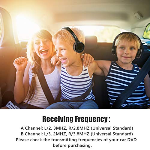 ASTSH IR Headphones 2 Channel Kids Wireless Headphones with Travelling Bag for Universal Rear Entertainment System Kids Headphones for Headrest DVD Players Car Video Devices