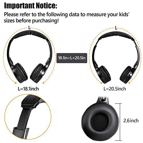 ASTSH IR Headphones 2 Channel Kids Wireless Headphones with Travelling Bag for Universal Rear Entertainment System Kids Headphones for Headrest DVD Players Car Video Devices