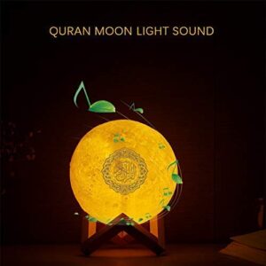 3D Moon Quran Speaker Light, Portable Quran Speaker APP Control Remote Small Moon Light Night Light with Bluetooth Eid Mubarak hajj Gifts…