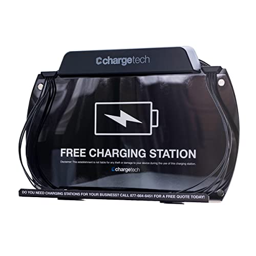 ChargeTech Wall Mounted Cell Phone Charging Station Dock Hub | High Speed Cables for All Devices | Fully Customizable Cables & Background Art | Model: WM9