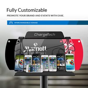 ChargeTech Wall Mounted Cell Phone Charging Station Dock Hub | High Speed Cables for All Devices | Fully Customizable Cables & Background Art | Model: WM9