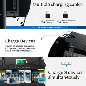 ChargeTech Wall Mounted Cell Phone Charging Station Dock Hub | High Speed Cables for All Devices | Fully Customizable Cables & Background Art | Model: WM9