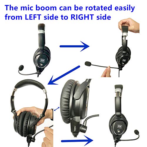 UFQ A7 ANR Aviation Headset- 2021 Version with Metal Shaft More Durable -A7 Could be a Small Version Bxxx X-20 BUT More Comfortable Clear Communication Great Sound Quality for Music with MP3 Input