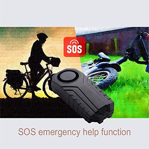 GREENCYCLE 1 Pack Bike Alarm with Remote, Anti-Theft Vibration Security Alarm for E-Bike Vehicle Bicycle Electric Tricycle, 113dB Volume and Sensitivity Adjustable, IP55 Waterproof, SOS Function