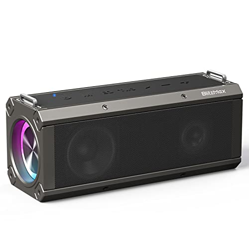 BlitzMax WA3 PRO 120W 360° Surround Stereo TWS Portable Wireless Bluetooth 5.0 Mini Speaker with Microphone,Waterproof,4 RGB Light,3 EQ Modes,Power Bank,DSP Technology,Outdoor Travel Party,AUX TF USB