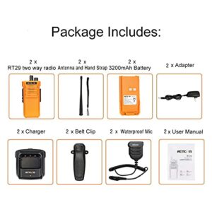 Retevis RT29 Two Way Radios Long Range Rechargeable,High Power 2 Way Radio,Adults Walkie Talkies with IP67 Waterproof Mic VOX Emergency Alarm for Survive Adventure Offroad(2 Pack)