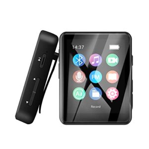 mp3 player with bluetooth 5.0, 1.8 inch screen metal shell touch buttons, 8+64gb portable lossless music mp4 player for kids walkman with hifi sound speaker for sports running, voice recorder, e-book