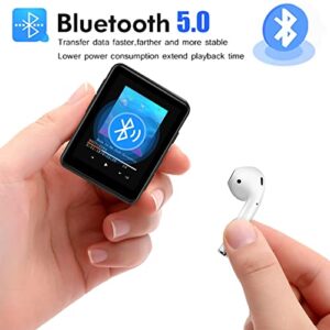 MP3 Player with Bluetooth 5.0, 1.8 inch Screen Metal Shell Touch Buttons, 8+64GB Portable Lossless Music MP4 Player for Kids Walkman with HiFi Sound Speaker for Sports Running, Voice Recorder, E-Book