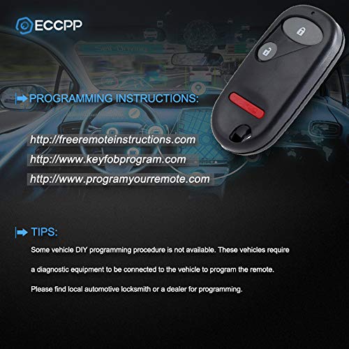 ECCPP OUCG8D344HA key fob Replacement for 3 Buttons Keyless Entry Remote Key Fob 02-10 for H onda CIVIC CR-V ELEMENT OUCG8D-344H-A (Pack of 1)