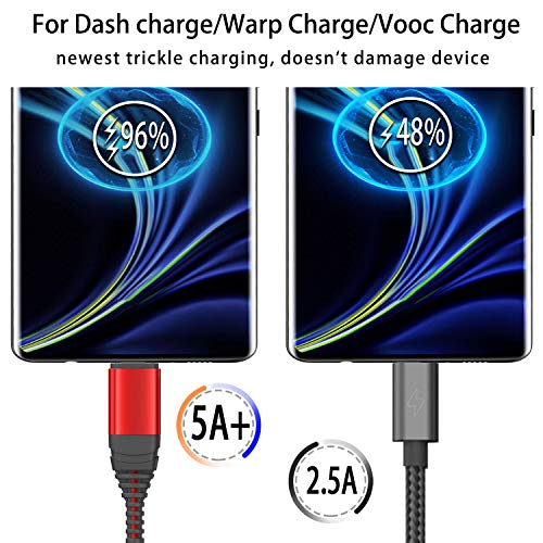 Dash Charge Charger Cable Cord for Oneplus 8T/8 Pro/9 /9 Pro/7T 7 6T 6 5 5T Nord N10 5G N100 N200,6A 30W Warp Charge Wire,Vooc Charging for Oppo Reno 4 Realme X2 X3 Pro,Fast USB Type C 1.8M+1.8M,Red