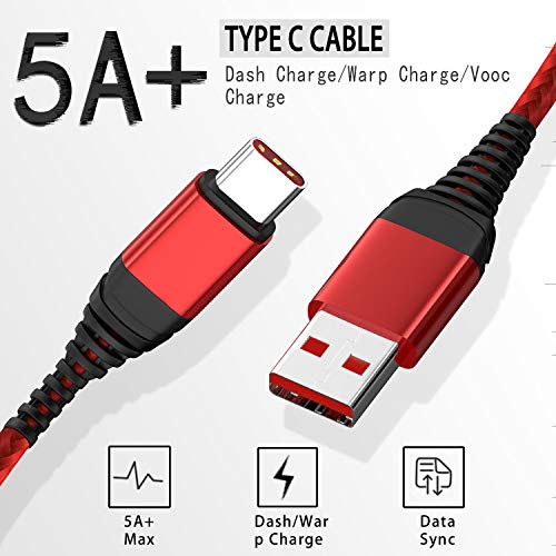 Dash Charge Charger Cable Cord for Oneplus 8T/8 Pro/9 /9 Pro/7T 7 6T 6 5 5T Nord N10 5G N100 N200,6A 30W Warp Charge Wire,Vooc Charging for Oppo Reno 4 Realme X2 X3 Pro,Fast USB Type C 1.8M+1.8M,Red