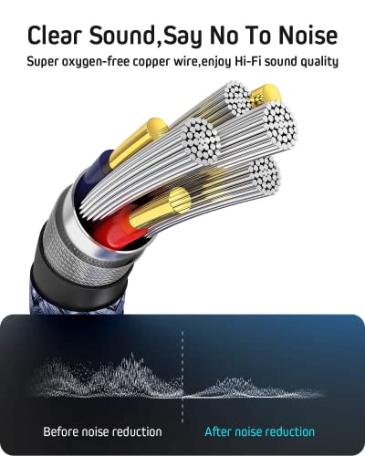 AINOPE Aux Cables [2-Pack/8.2ft], 90°Angled 3.5mm Aux Cord[Hi-Fi Sound, Nylon Braided] Male to Male Stereo Audio Cables Compatible with Car, Studio, Recorder, Smartphone- Grey