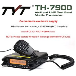 TYT TH-7900 Mobile Radio 50W Dual Band VHF/UHF Vehicle Transceiver with Cable