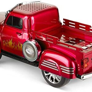 QFX BT-1953 Hot Rod Pick Up Truck Replica Speaker with Built-in Microphone, Led Party Lights, FM Radio, Red