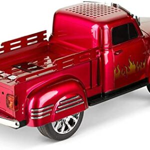 QFX BT-1953 Hot Rod Pick Up Truck Replica Speaker with Built-in Microphone, Led Party Lights, FM Radio, Red