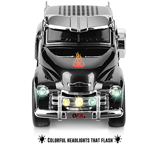 QFX BT-1953 Hot Rod Pick Up Truck Replica Speaker with Built-in Microphone, Led Party Lights, FM Radio, Red
