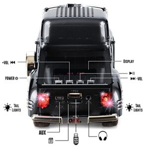 QFX BT-1953 Hot Rod Pick Up Truck Replica Speaker with Built-in Microphone, Led Party Lights, FM Radio, Red