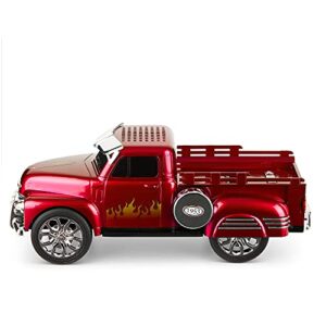 QFX BT-1953 Hot Rod Pick Up Truck Replica Speaker with Built-in Microphone, Led Party Lights, FM Radio, Red