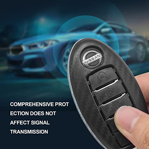 SK CUSTOM Smart Key Fob Case 3D Carbon Fiber ABS Plastic Emboss Cover for Infiniti JX35 Q50 Q60 QX56 QX60 QX80 for Nissan Altima Armada Maxima Murano Pathfinder Rogue 5 Button Keyless Entry Remote