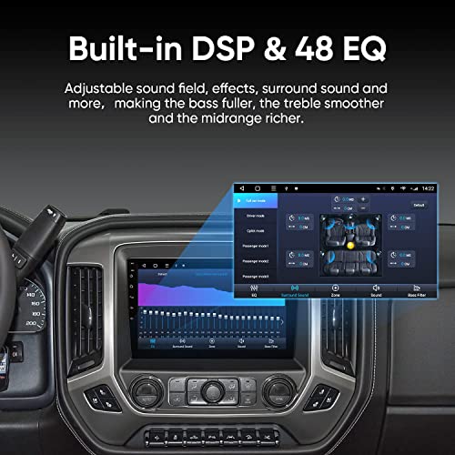 10.1 Inch 5G WiFi (2G Ram 32G ROM) Car Stereo for Chevy Silverado/GMC Sierra 2014-2018 with Carplay Android Auto, Support 48EQ Mirroring Airplay Backup1080P SWC