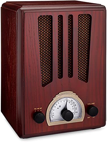 ClearClick Classic Vintage Retro Style AM/FM Radio with Bluetooth - Handmade Wooden Exterior