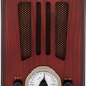 ClearClick Classic Vintage Retro Style AM/FM Radio with Bluetooth - Handmade Wooden Exterior