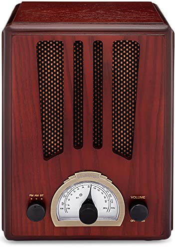 ClearClick Classic Vintage Retro Style AM/FM Radio with Bluetooth - Handmade Wooden Exterior